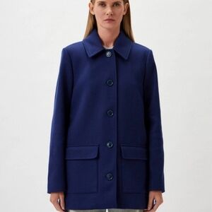 Love Moschino Women's Wool Deep Blue Pea Coat Utility Jacket  Size 4